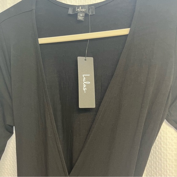 Lulu's Black Full Wrap Jersey Knit Maxi Dress medium - Picture 4 of 7